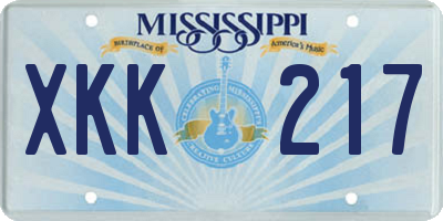 MS license plate XKK217