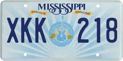 MS license plate XKK218