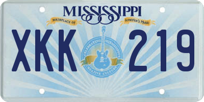 MS license plate XKK219