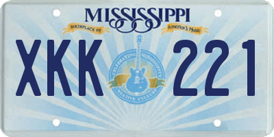 MS license plate XKK221