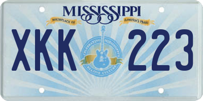 MS license plate XKK223