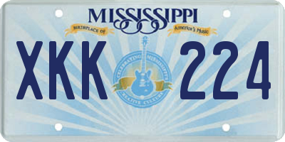 MS license plate XKK224