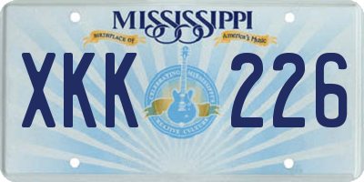 MS license plate XKK226