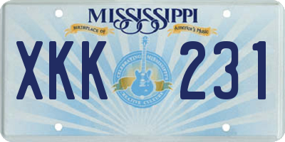MS license plate XKK231