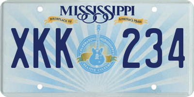 MS license plate XKK234