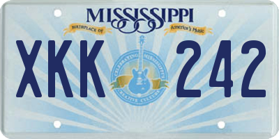MS license plate XKK242