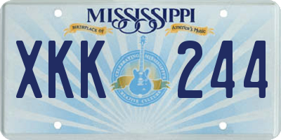 MS license plate XKK244