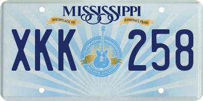MS license plate XKK258