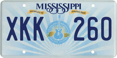 MS license plate XKK260
