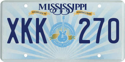 MS license plate XKK270