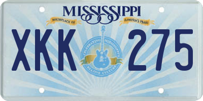 MS license plate XKK275