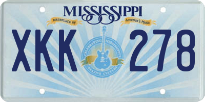 MS license plate XKK278