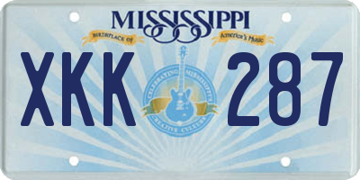 MS license plate XKK287