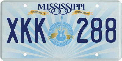 MS license plate XKK288