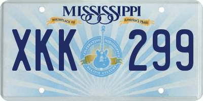 MS license plate XKK299