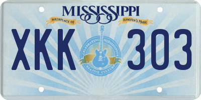 MS license plate XKK303