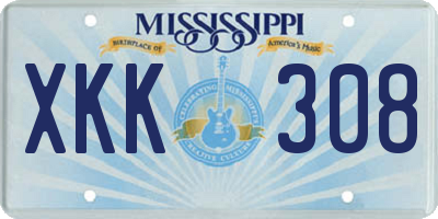 MS license plate XKK308
