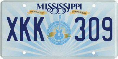 MS license plate XKK309
