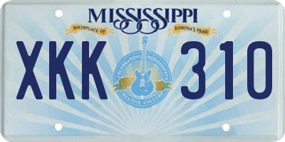 MS license plate XKK310