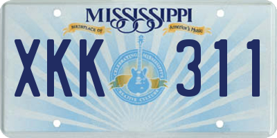 MS license plate XKK311