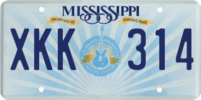 MS license plate XKK314