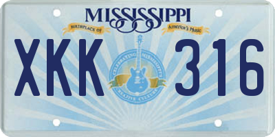 MS license plate XKK316