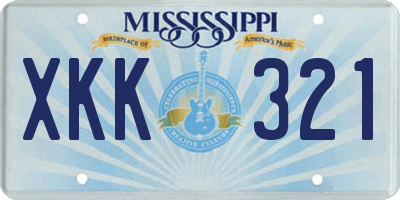 MS license plate XKK321