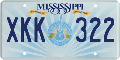 MS license plate XKK322