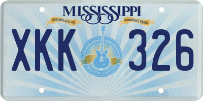 MS license plate XKK326