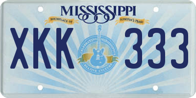 MS license plate XKK333