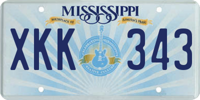 MS license plate XKK343