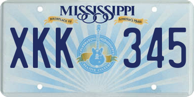 MS license plate XKK345