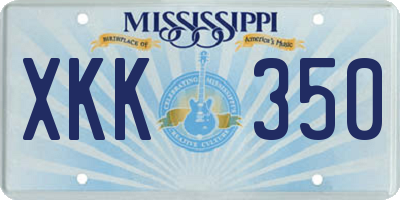 MS license plate XKK350