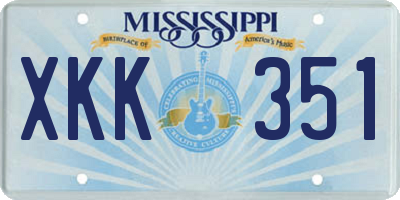 MS license plate XKK351