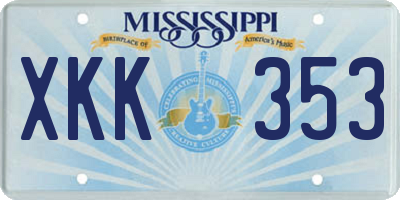 MS license plate XKK353