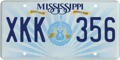 MS license plate XKK356