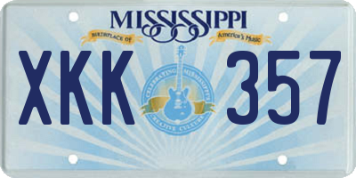 MS license plate XKK357