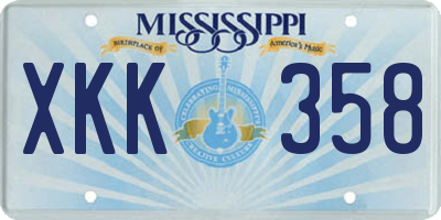 MS license plate XKK358