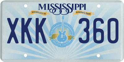 MS license plate XKK360