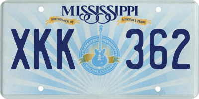 MS license plate XKK362