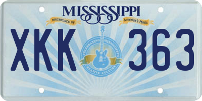 MS license plate XKK363