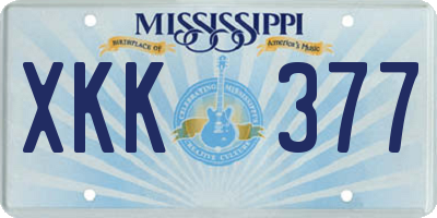 MS license plate XKK377