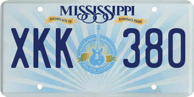 MS license plate XKK380