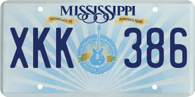 MS license plate XKK386