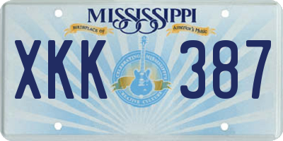 MS license plate XKK387
