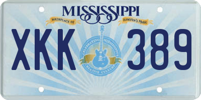 MS license plate XKK389