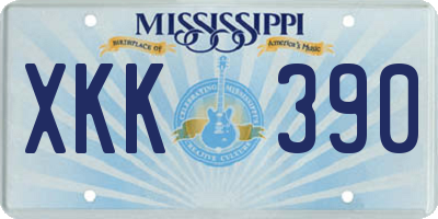 MS license plate XKK390
