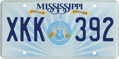 MS license plate XKK392