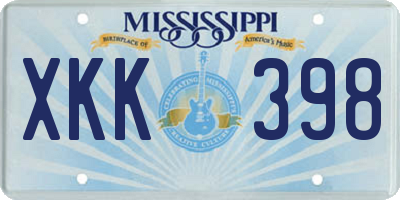 MS license plate XKK398