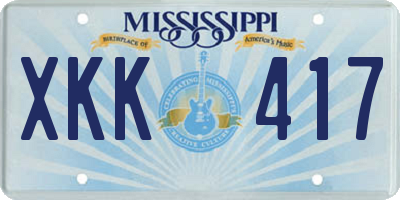 MS license plate XKK417